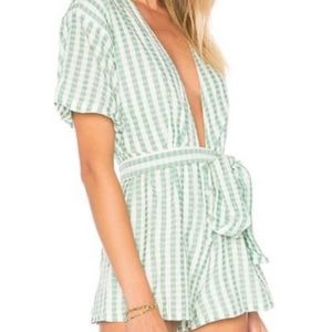 Lovers and Friends Green deep v romper
